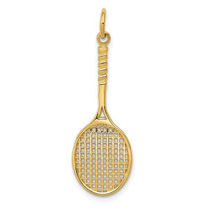 Million Charms 14k Yellow Gold Sports Tennis Racquet Necklace Charm Pendant